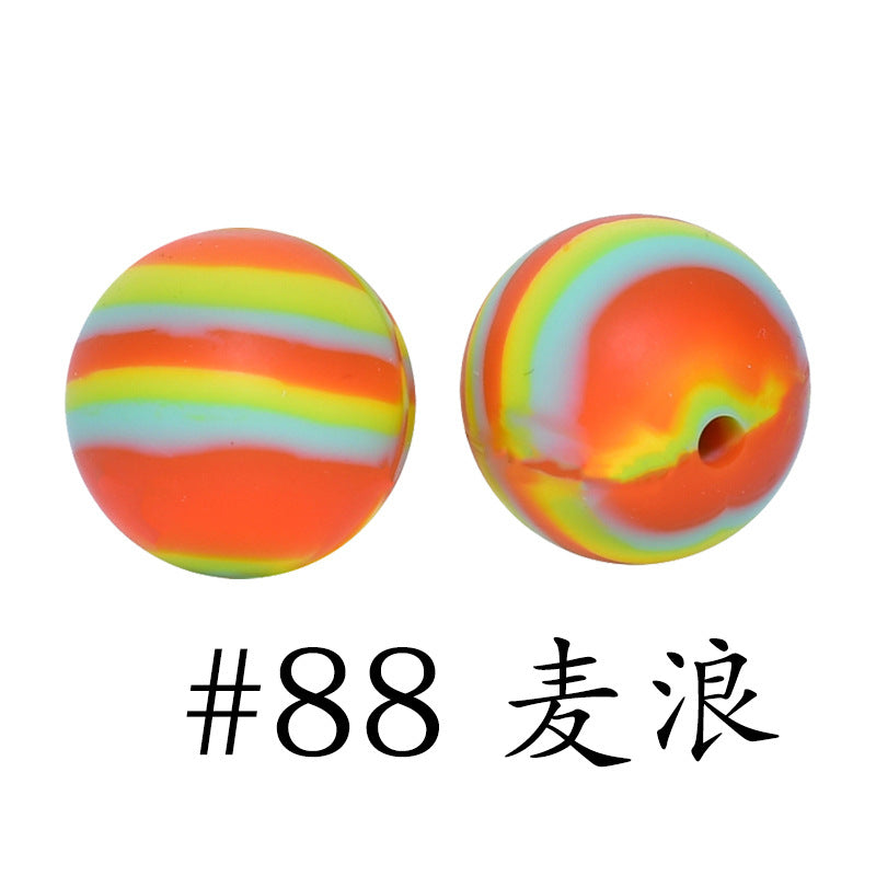 Wholesale 50pcs 16mm Print Silicone Beads Colorful Silicone Water Transfer Beads